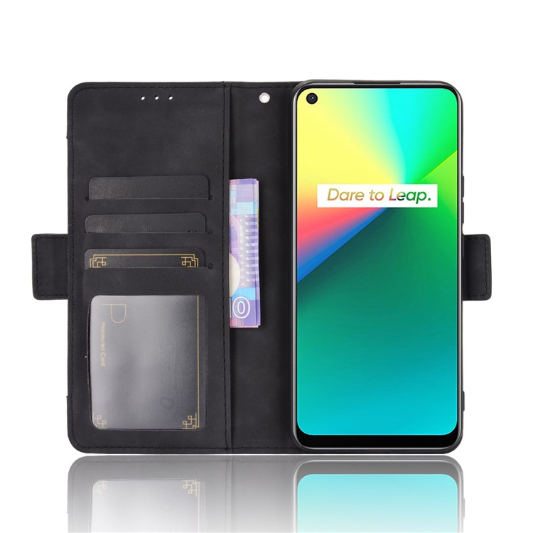 Leather Case for Realme 7i/C17 Multiple Card Slots Protective Cover - Black-4