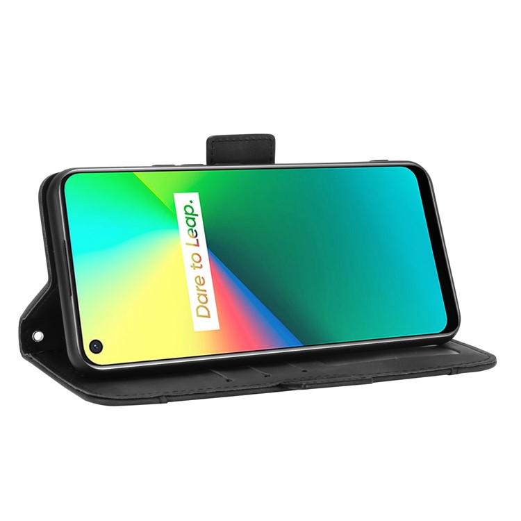 Leather Case for Realme 7i/C17 Multiple Card Slots Protective Cover - Black-5