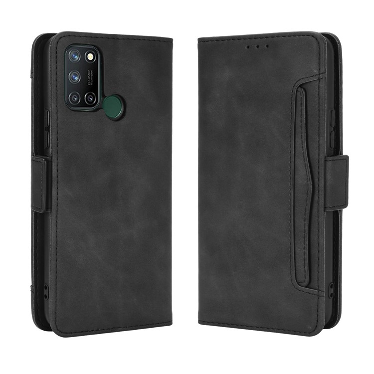 Leather Case for Realme 7i/C17 Multiple Card Slots Protective Cover - Black-7