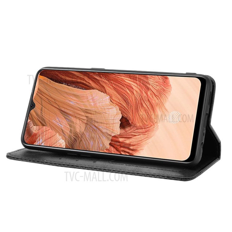 Vintage Style PU Leather Magnetic Wallet Flip Protector Case for Oppo F17/A73 (2020) - Black-5