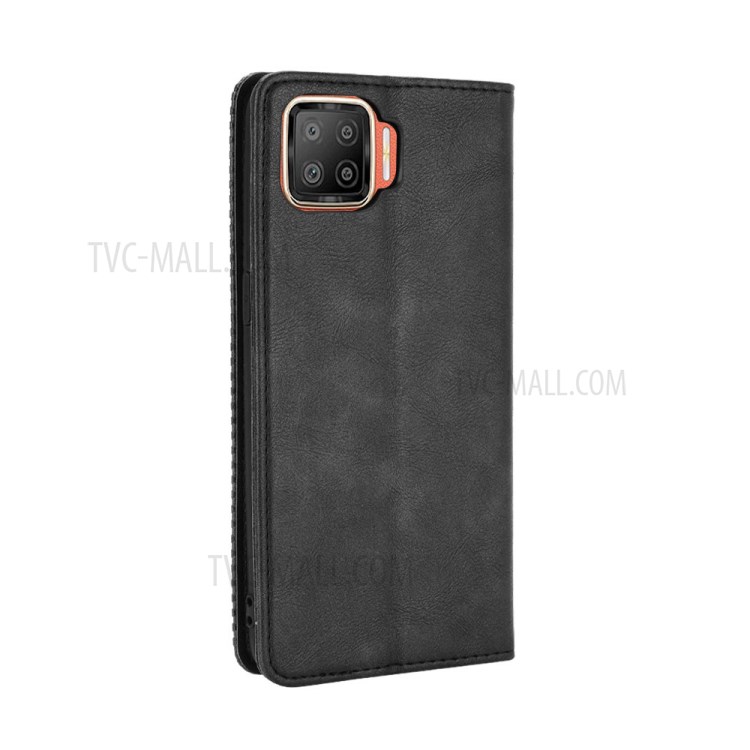 Vintage Style PU Leather Magnetic Wallet Flip Protector Case for Oppo F17/A73 (2020) - Black-6