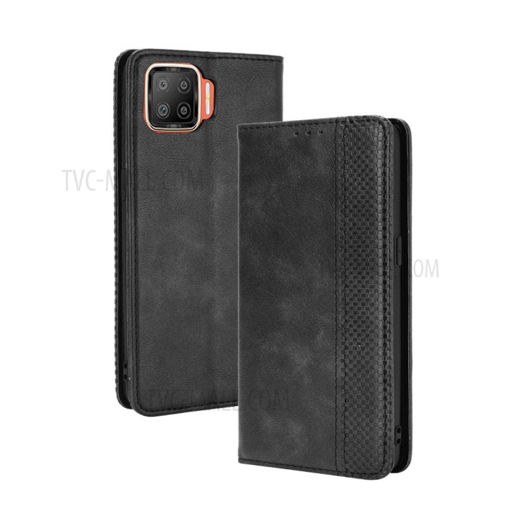 Vintage Style PU Leather Magnetic Wallet Flip Protector Case for Oppo F17/A73 (2020) - Black-7