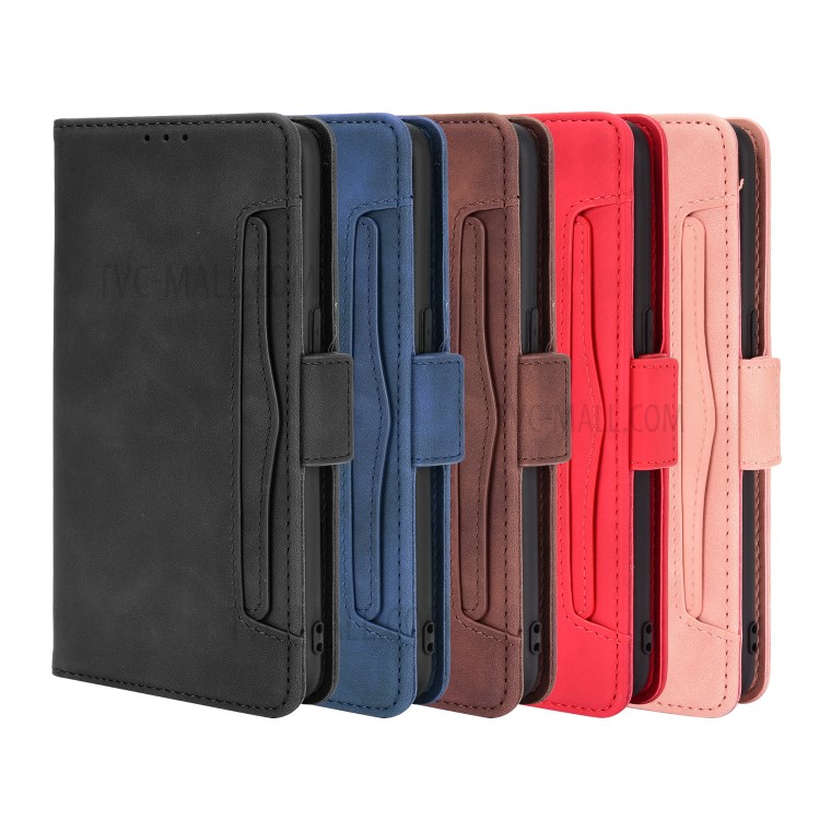 Leather Stand Case for Oppo F17/A73 (2020) Multiple Card Slots Protective Cover - Black-13