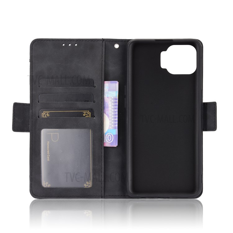Leather Stand Case for Oppo F17/A73 (2020) Multiple Card Slots Protective Cover - Black-3