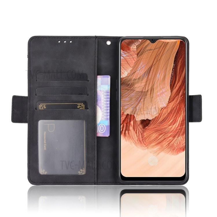 Leather Stand Case for Oppo F17/A73 (2020) Multiple Card Slots Protective Cover - Black-4