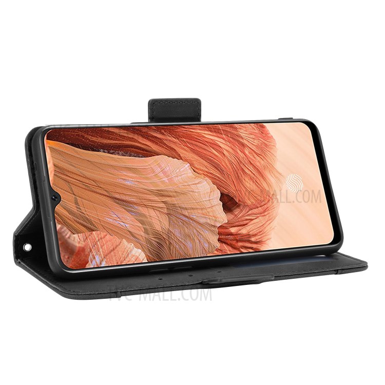 Leather Stand Case for Oppo F17/A73 (2020) Multiple Card Slots Protective Cover - Black-5