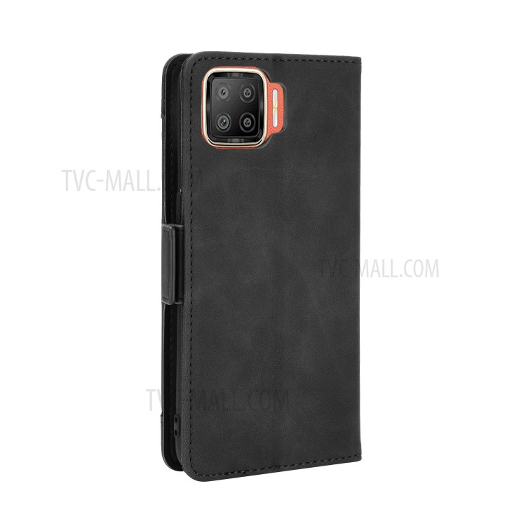 Leather Stand Case for Oppo F17/A73 (2020) Multiple Card Slots Protective Cover - Black-6