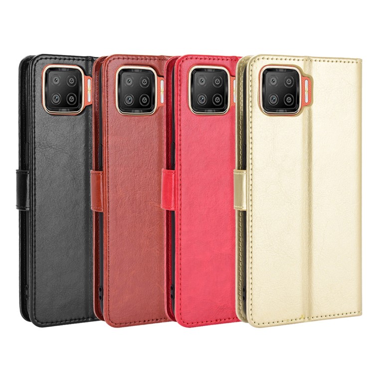 Crazy Horse Texture Cover for Oppo F17/A73 (2020) Leather Stand Protector Case - Black-10