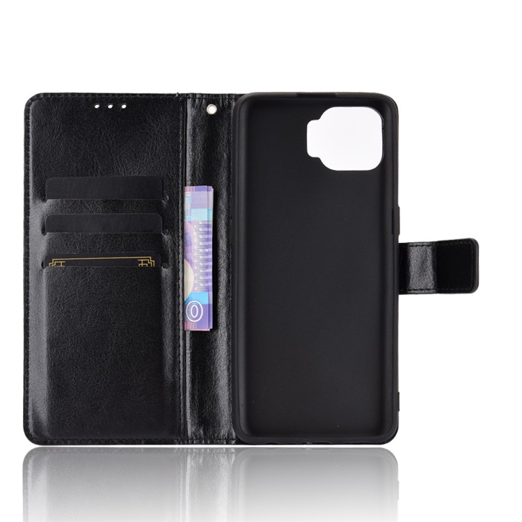 Crazy Horse Texture Cover for Oppo F17/A73 (2020) Leather Stand Protector Case - Black-3