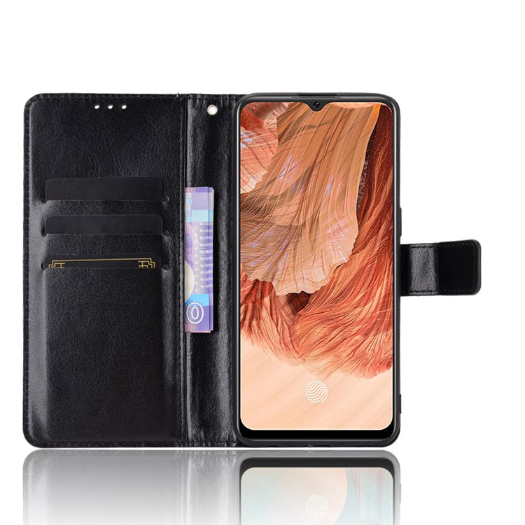 Crazy Horse Texture Cover for Oppo F17/A73 (2020) Leather Stand Protector Case - Black-4