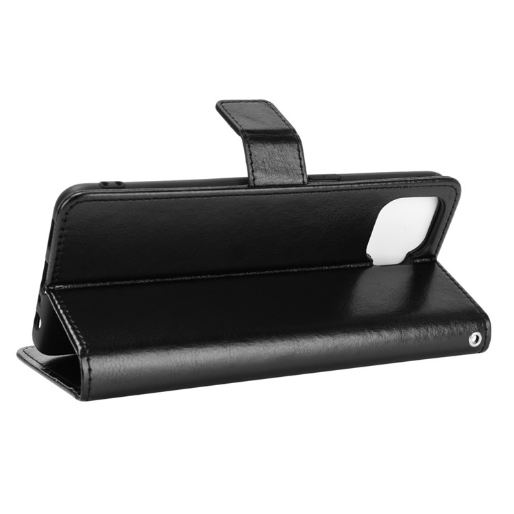 Crazy Horse Texture Cover for Oppo F17/A73 (2020) Leather Stand Protector Case - Black-5
