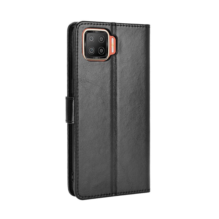 Crazy Horse Texture Cover for Oppo F17/A73 (2020) Leather Stand Protector Case - Black-6