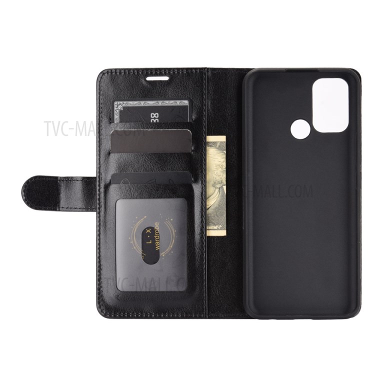 Crazy Horse Skin Leather Case for Realme 7i/C17 Stand Wallet Cover - Black-2