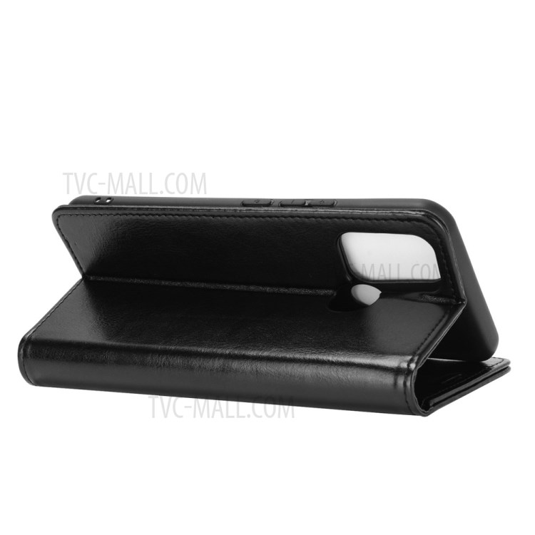 Crazy Horse Skin Leather Case for Realme 7i/C17 Stand Wallet Cover - Black-4