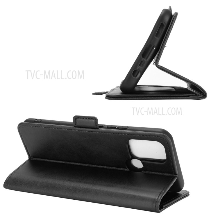 For Realme 7i/C17 Magnetic Double Clasp Leather Wallet Stand Cover - Black-4