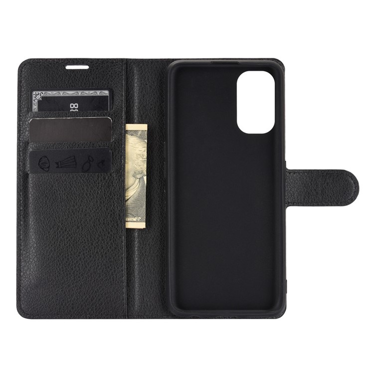 Phone Protective Shell Litchi Texture Leather Wallet for Realme 7 Pro - Black-2