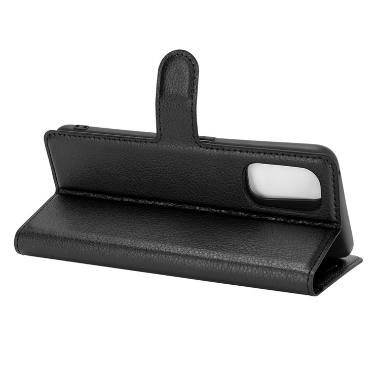 Phone Protective Shell Litchi Texture Leather Wallet for Realme 7 Pro - Black-4
