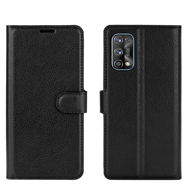 Phone Protective Shell Litchi Texture Leather Wallet for Realme 7 Pro - Black-5