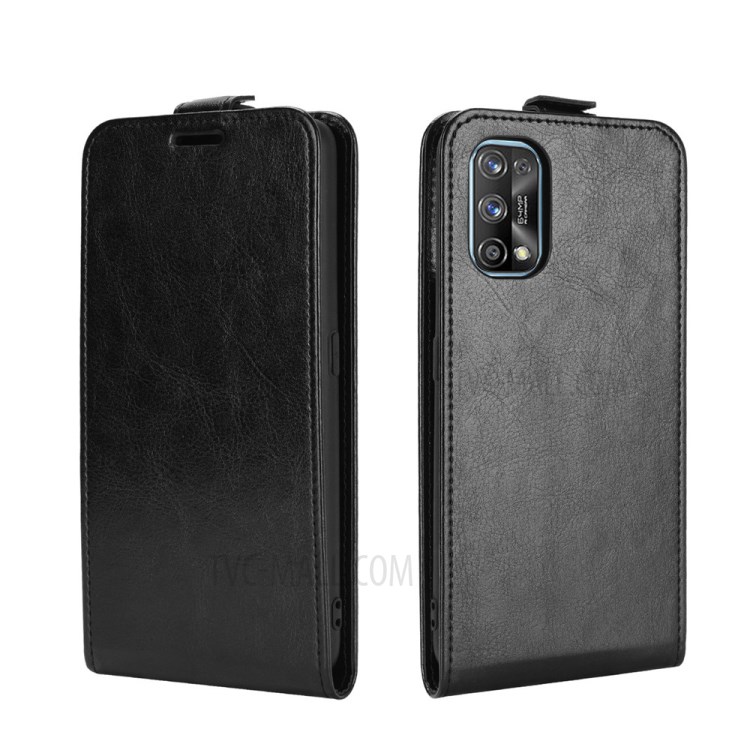 Vertical Flip Shell with Card Slot Crazy Horse Texture Leather Case for Realme 7 Pro - Black-4