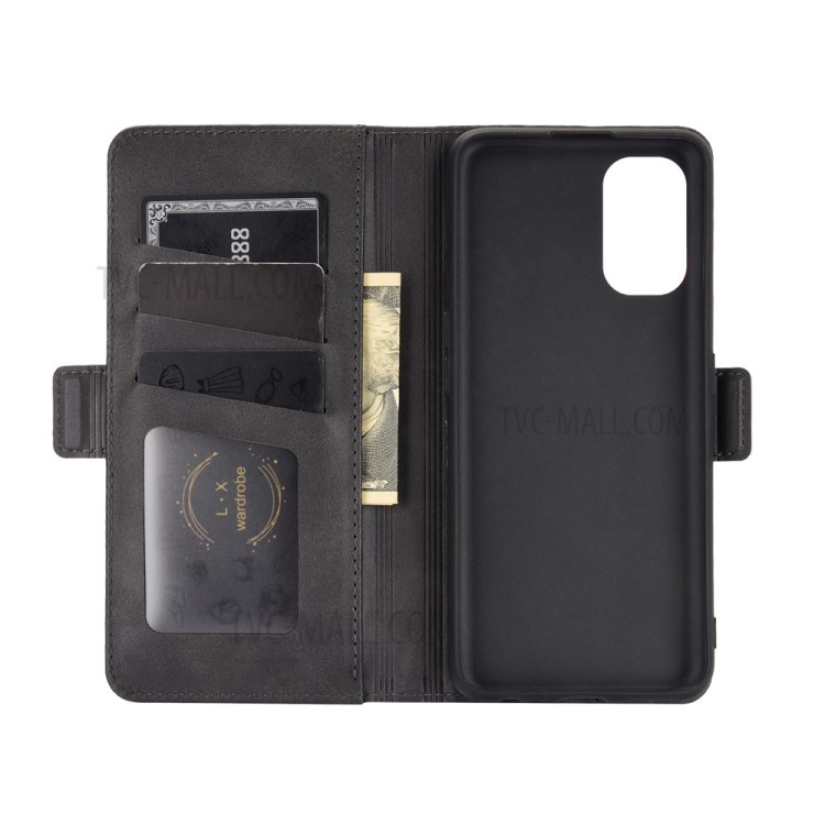 Side Absorption Leather Protective Case with Double Magnetic Clasp for Realme 7 Pro - Black-2