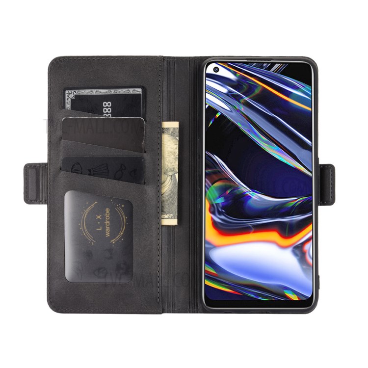 Side Absorption Leather Protective Case with Double Magnetic Clasp for Realme 7 Pro - Black-3