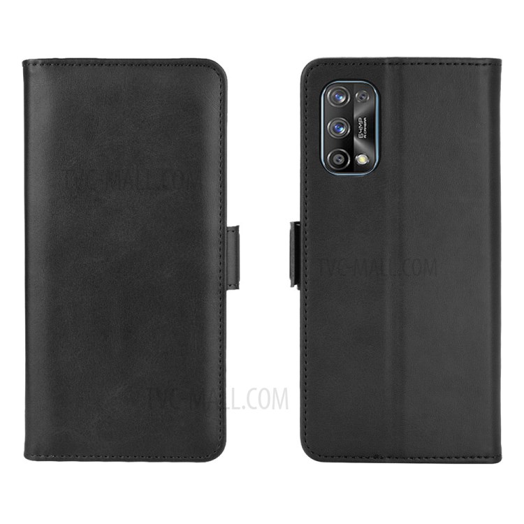 Side Absorption Leather Protective Case with Double Magnetic Clasp for Realme 7 Pro - Black-5