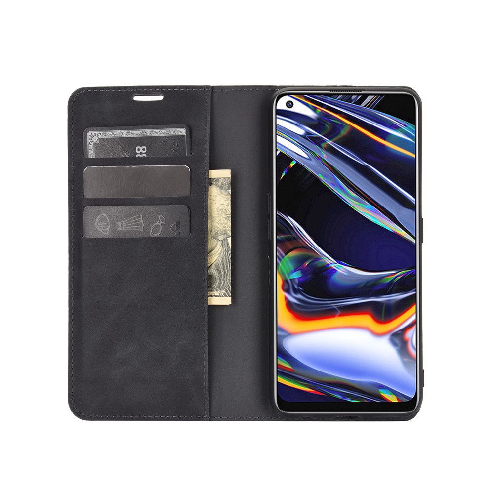 Strong Absorption Skin-Touch Leather Flip Phone Cover Case for Realme 7 Pro - Black-3