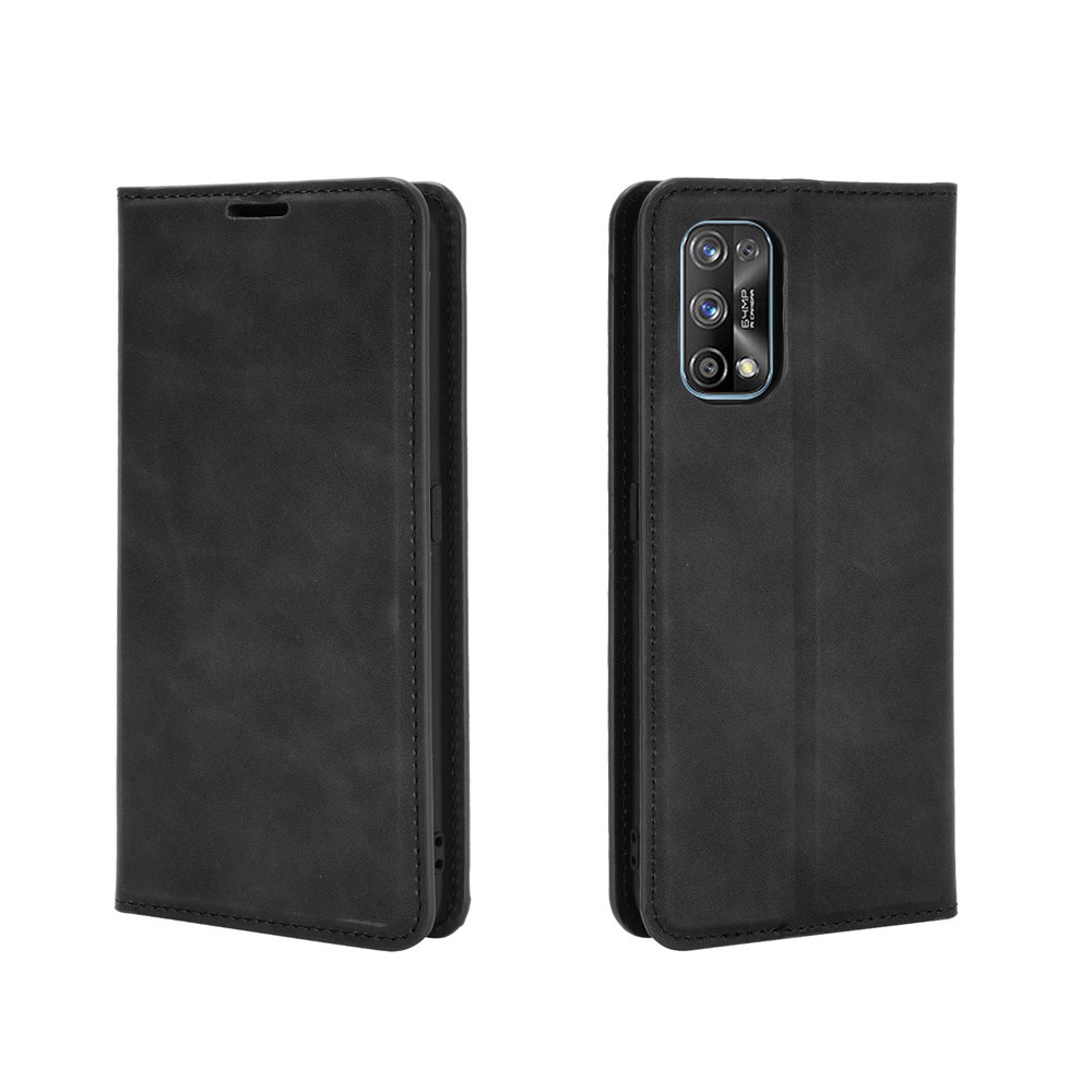 Strong Absorption Skin-Touch Leather Flip Phone Cover Case for Realme 7 Pro - Black-5