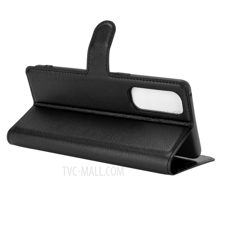 Litchi Grain Wallet Stand Leather Shell for Oppo Reno4 Pro 4G Protective Case - Black-4