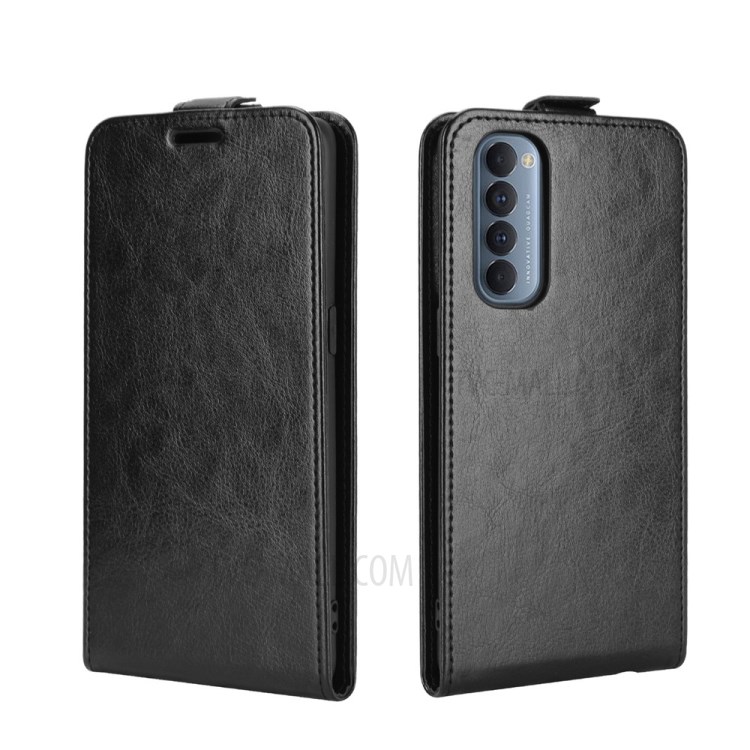 Crazy Horse Texture Card Slot for Oppo Reno4 Pro 4G Leather Vertical Flip Leather Case - Black-1