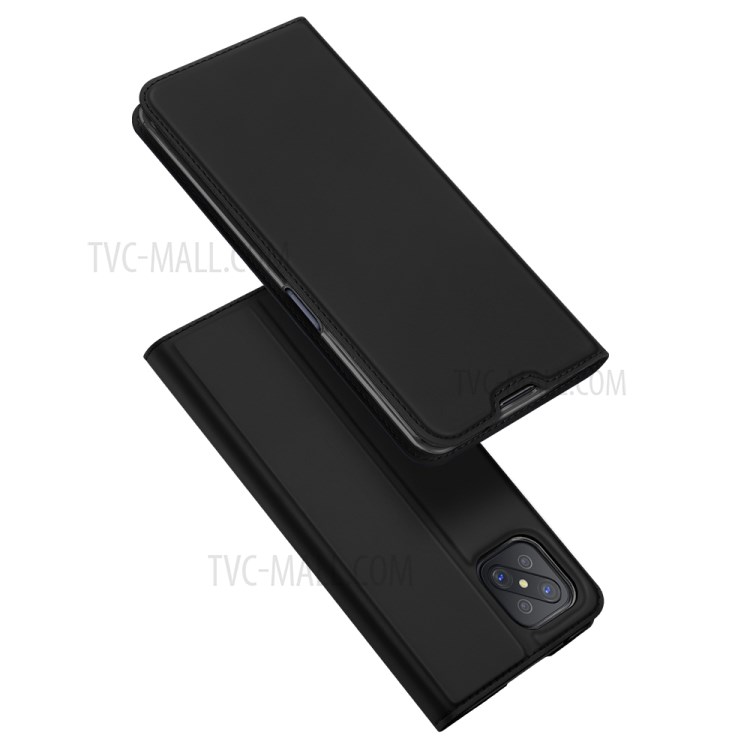 DUX DUCIS Skin Pro Folio Flip Leather Phone Case with Card Slot for Oppo Reno4 Z 5G/A92s - Black-1