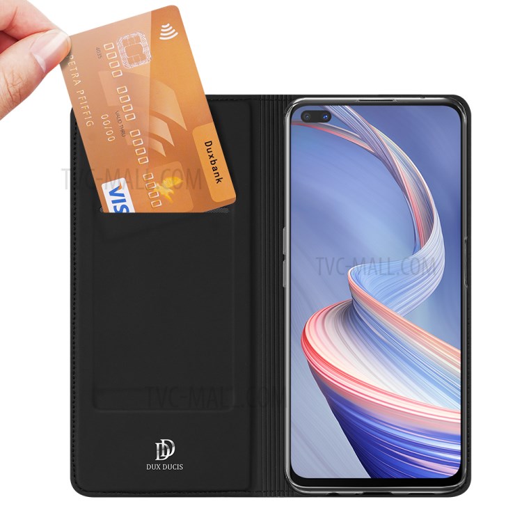 DUX DUCIS Skin Pro Folio Flip Leather Phone Case with Card Slot for Oppo Reno4 Z 5G/A92s - Black-2