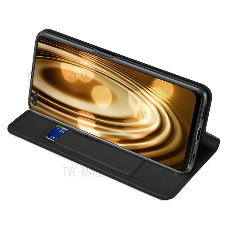 DUX DUCIS Skin Pro Folio Flip Leather Phone Case with Card Slot for Oppo Reno4 Z 5G/A92s - Black-5