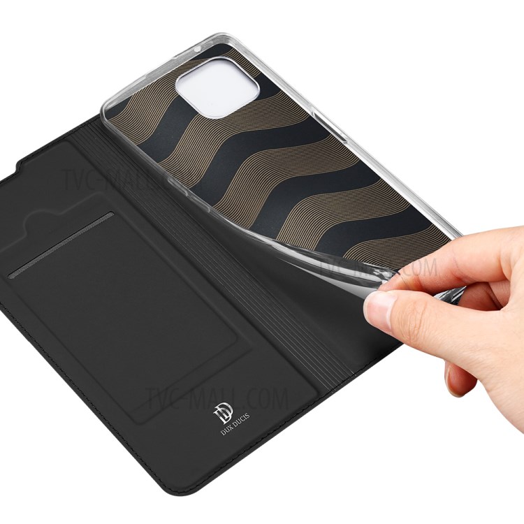 DUX DUCIS Skin Pro Folio Flip Leather Phone Case with Card Slot for Oppo Reno4 Z 5G/A92s - Black-8