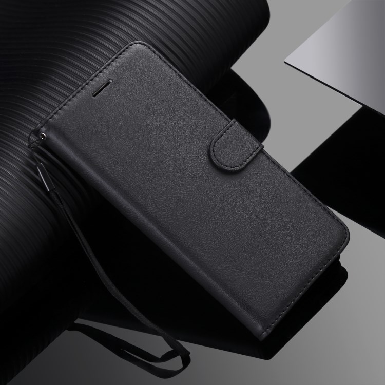 TPU + PU Leather Wallet Stand Case with Handy Strap for Realme C11 - Black-11