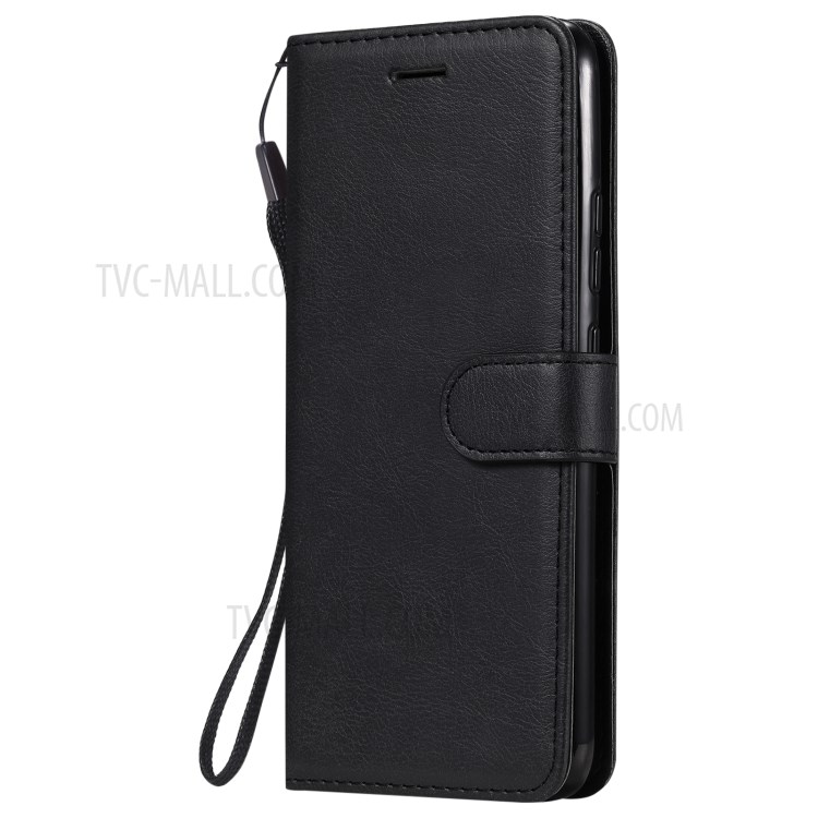 TPU + PU Leather Wallet Stand Case with Handy Strap for Realme C11 - Black-2