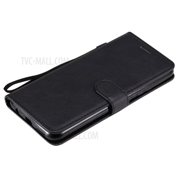 TPU + PU Leather Wallet Stand Case with Handy Strap for Realme C11 - Black-5