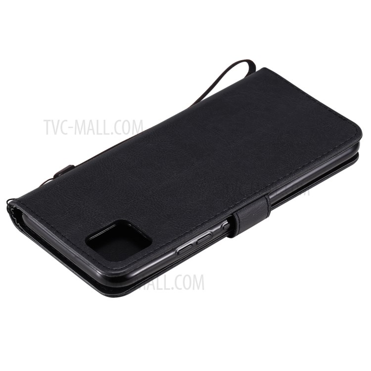TPU + PU Leather Wallet Stand Case with Handy Strap for Realme C11 - Black-6