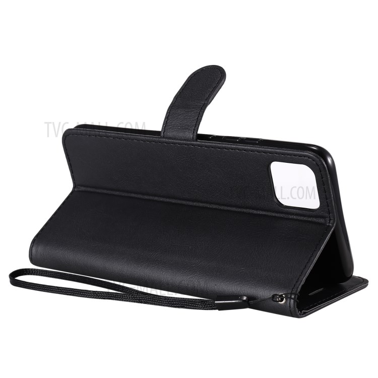 TPU + PU Leather Wallet Stand Case with Handy Strap for Realme C11 - Black-7