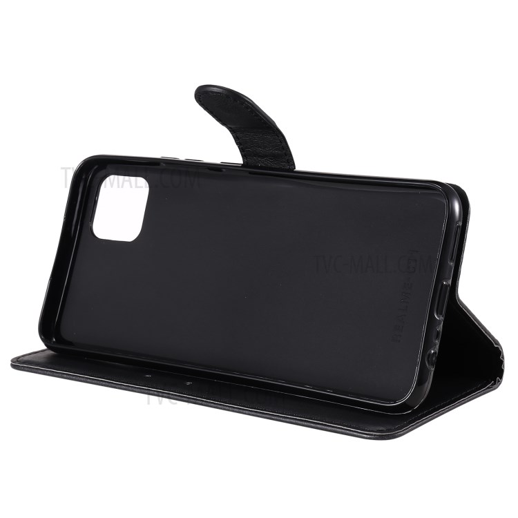 TPU + PU Leather Wallet Stand Case with Handy Strap for Realme C11 - Black-8