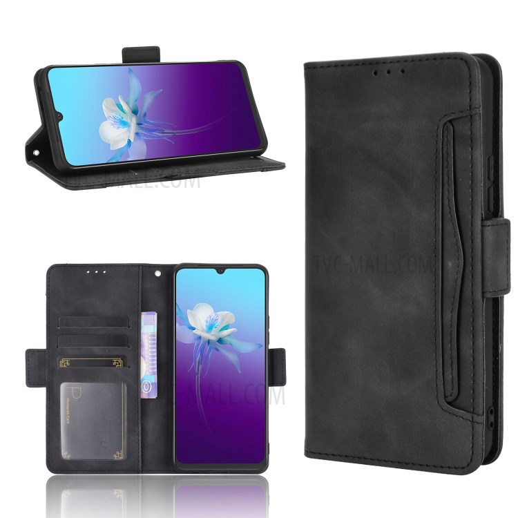 Multiple Card Slots Wallet Case Stand Leather Shell for vivo V20 - Black-1
