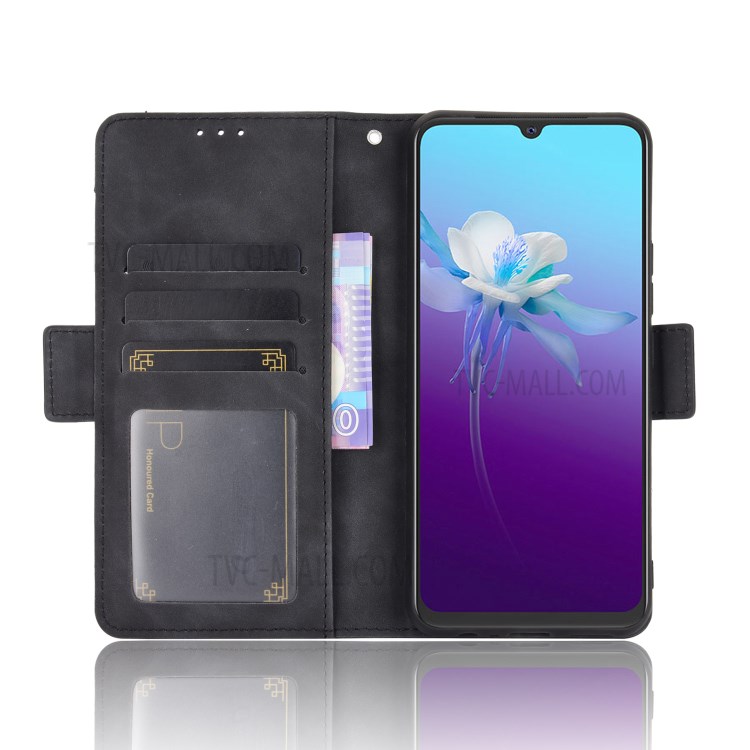 Multiple Card Slots Wallet Case Stand Leather Shell for vivo V20 - Black-4
