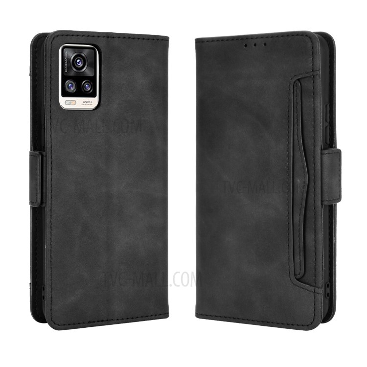 Multiple Card Slots Wallet Case Stand Leather Shell for vivo V20 - Black-7