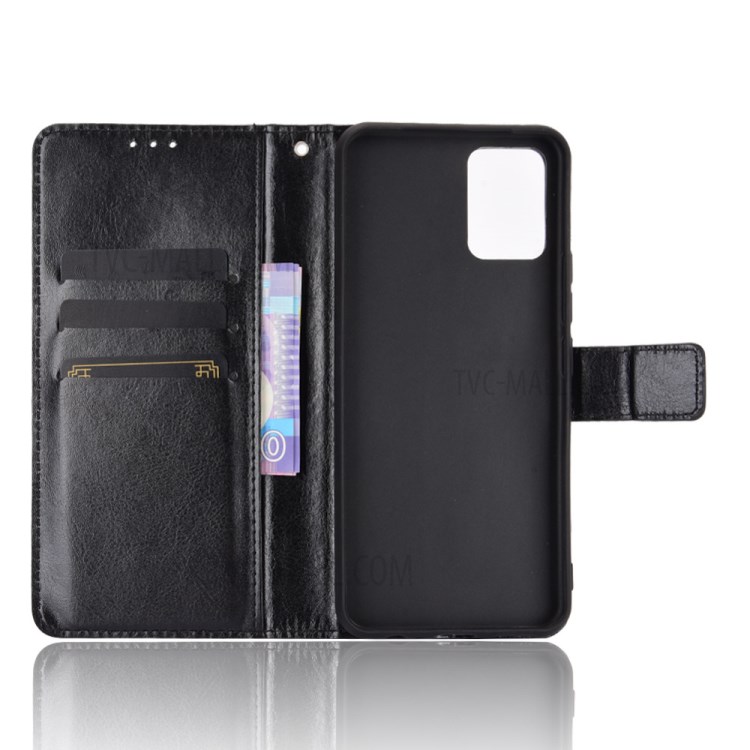Crazy Horse Wallet Stand Leather Shell with Strap for vivo V20 - Black-3