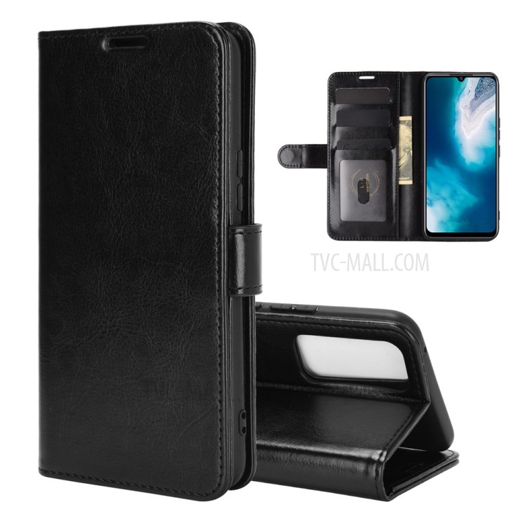 Wallet Design Crazy Horse Texture Leather Phone Cover Stand Case for Vivo V20 SE - Black-1