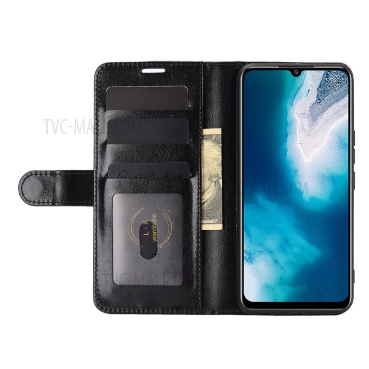 Wallet Design Crazy Horse Texture Leather Phone Cover Stand Case for Vivo V20 SE - Black-6