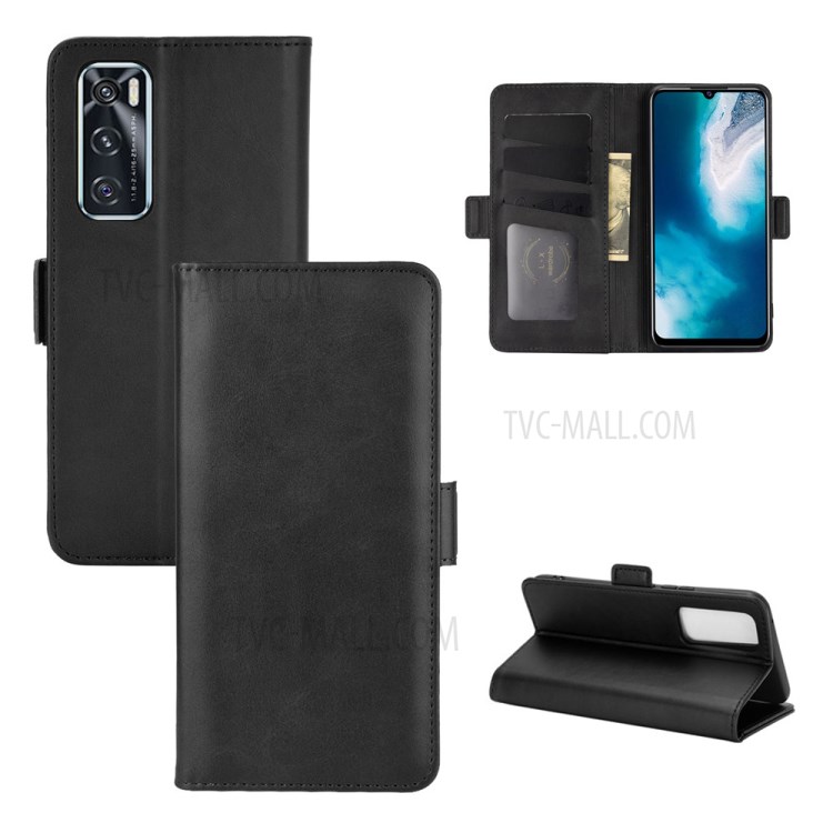 Side Absorption Leather Stand Phone Protective Case with Double Magnetic Clasp for Vivo V20 SE - Black-1