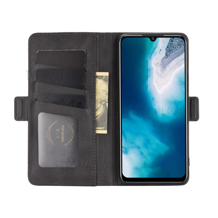 Side Absorption Leather Stand Phone Protective Case with Double Magnetic Clasp for Vivo V20 SE - Black-4