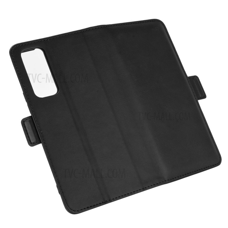 Side Absorption Leather Stand Phone Protective Case with Double Magnetic Clasp for Vivo V20 SE - Black-6