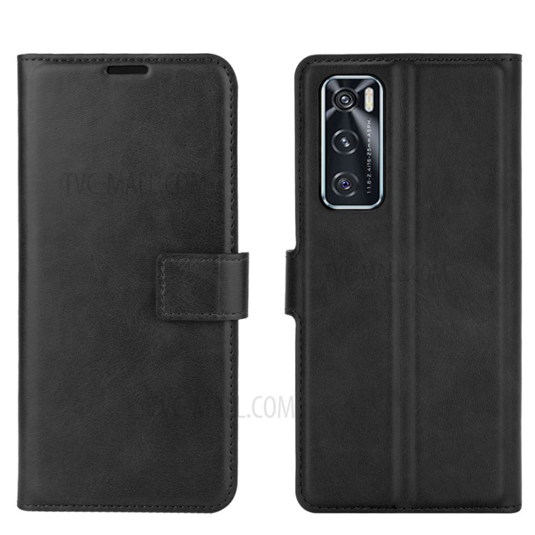Square Magnetic Clasp Leather Phone Case with Wallet Stand for Vivo V20 SE - Baby Blue-2
